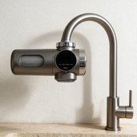 PureFlow tap filter mounted on a kitchen faucet, front view